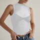 thumbnail image 2 of Camiseta sin mangas de punto hueco de verano para mujer - Top corto con cuello redondo y espalda nadadora, camiseta de entrenamiento transpirable de poliéster, 2 of 4