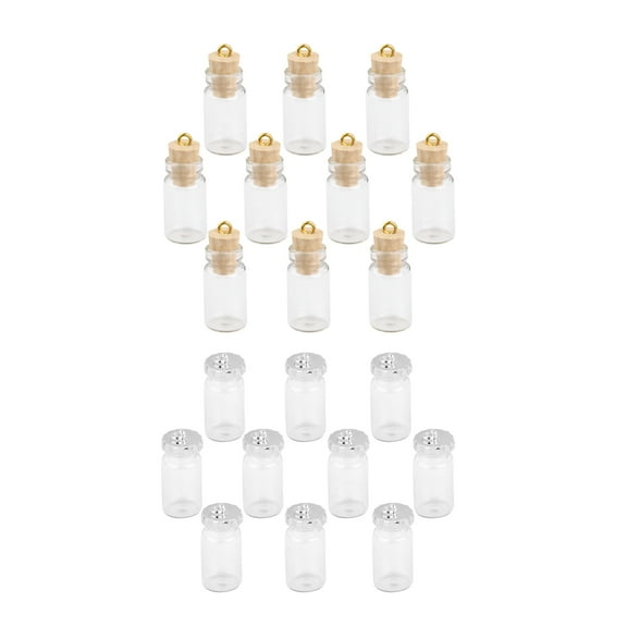20 Pieces Empty Glass Bottle Charm Vials Jars Wishing Necklace Pendant Craft