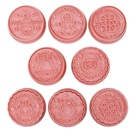 

PAPADA 8 Pieces Mini 3D Christmas Cookie Stamps Set Biscuit Mold Fondant Biscuit Pastry Cookie Cutter for DIY Cake Baking