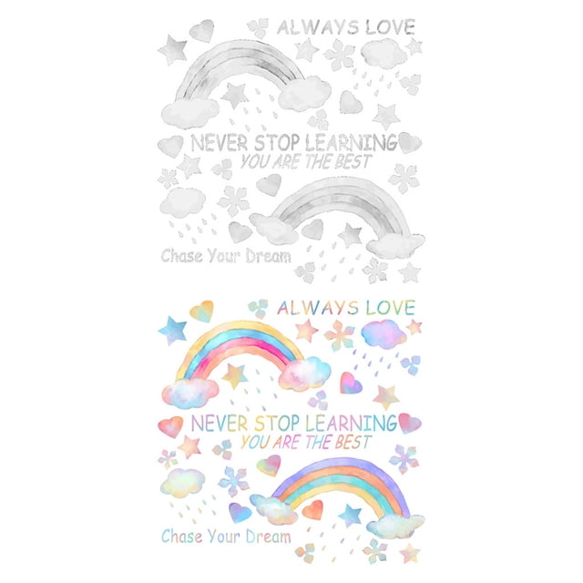 Less Than 5 Stickers Colorful English Letters Cartoon Rainbow Cloud Stickers PVC Stickers Removable Personality Wall Stickers Living Room Bedroom PVC Stickers Bathroom Toilet Decorative Wall Stickers