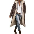 thumbnail image 2 of Rrunsv Womens Full Zipper Hooded Puffer Jacket Long Winter Coats with Pockets(Coffee,L), 2 of 5