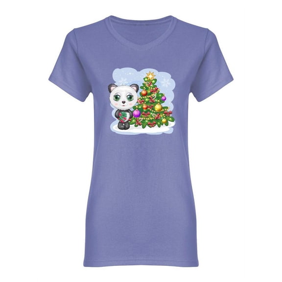 Panda And Christmas Tree Shaped Tee Women's -Image by Shutterstock