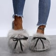 thumbnail image 2 of Lovskoo 2024 Women's Slippers Slippers Fall And Winter Bow Knot Household Shoes Baotou Cotton Slippers Wear Half Shoes Gray, 2 of 9