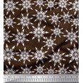 thumbnail image 1 of Soimoi Brown Cotton Duck Fabric Snow Flakes Floral Print Fabric by the Yard 42 Inch Wide, 1 of 3