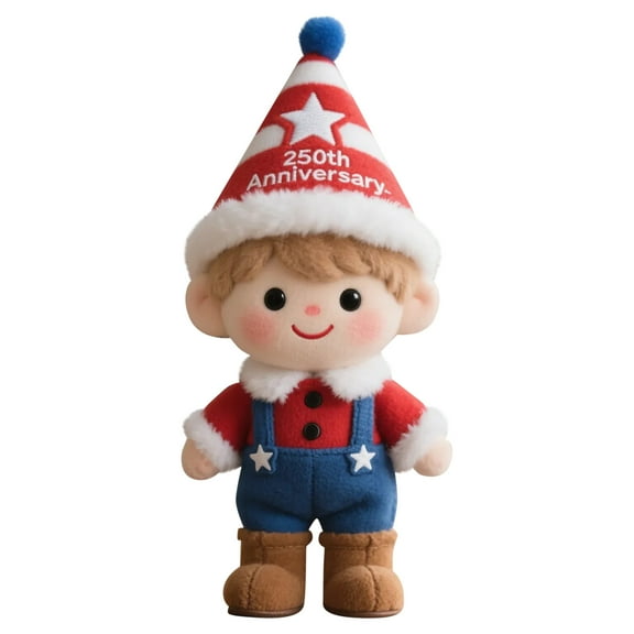 25Th Anniversary Christmas Plush Doll, Cute Cartoon Style Children's Rag Doll Toy, Soft Stuffed Plush Pillow with Star Decorations for Kids' Birthday Parties and Holiday Gift