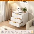 thumbnail image 5 of White Large 3 Drawer Night Stand Set of 2 ,Fluted NightStand Bedside Table set for Bedroom, 5 of 6