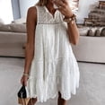 thumbnail image 2 of Sngxgn Women's V Neck Swing Ruffle Long Sleeve Mini Dress(White,S), 2 of 9