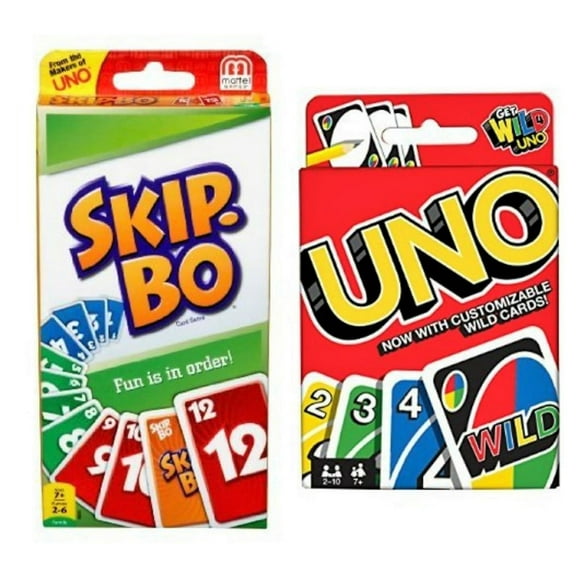 Bjdesign Skip Bo Bundled with UNO Card Games, Assorted Color