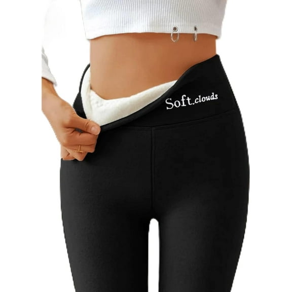 Soft Clouds Fleece Leggings, Fleece Lined Leggings Women, Winter Leggings for Women Fleece Lined