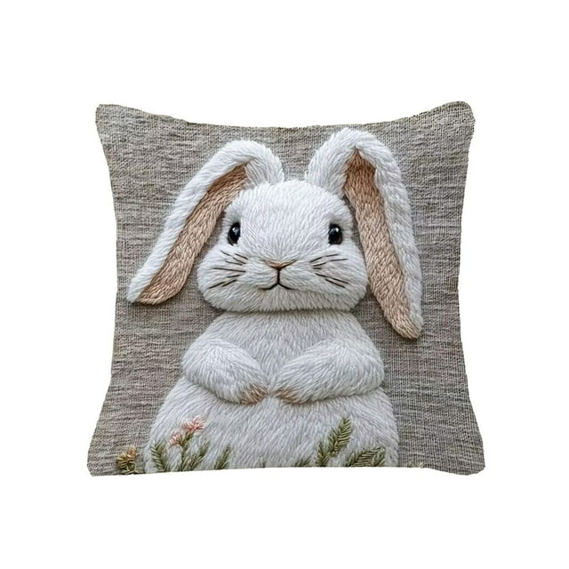 XL Cute Little White Rabbits Printed Lumbar Pillow Pillowcase And Insert Removable Washable Back Cushion For Sofa Bed Office Nap Size Xl