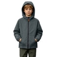 thumbnail image 2 of BLVB Kids Rain Jacket Waterproof Raincoats Boys Girls Lightweight Zip up Hooded Windbreakers for Climbing Camping Casual(Dark Gray,6-7 Years), 2 of 9
