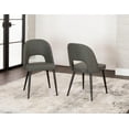 thumbnail image 2 of Portia Dark Gray Faux Leather Dining Chairs w Black Metal Tapered Legs Set of 2, 2 of 6
