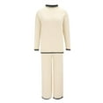 thumbnail image 3 of CILENON Womens Sweats Women's 2 Piece Sweasuit Outfits Long Sleeve Knit Pullover Tops Wide Leg Pants Tracksuits Casual Outfits for Women 2 Piece Sets Comfortable Travel Outfits for Women (White,S), 3 of 5