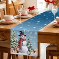 thumbnail image 5 of Dark Blue Snowman Christmas Table Runner 36 Inches Long Farmhouse Dress Scarves, Xmas Tree Snowflake Gifts Dining Tablerunner for Coffee Table/Kitchen Island/Party Décor, Small 13" x 36", 5 of 8