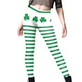 thumbnail image 3 of Skinny Yoga Leggings Women's St Patrick Print Green Long Stretchy Leggings Mid Waisted Slim Fit Workout Bottoms Beige,M, 3 of 5