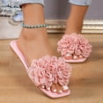 thumbnail image 7 of Fluffy Flower Dressy Slide Sandal for Women Evening Party Slide On Sandals Square Toe Comfortable Flat Sandals, 7 of 7