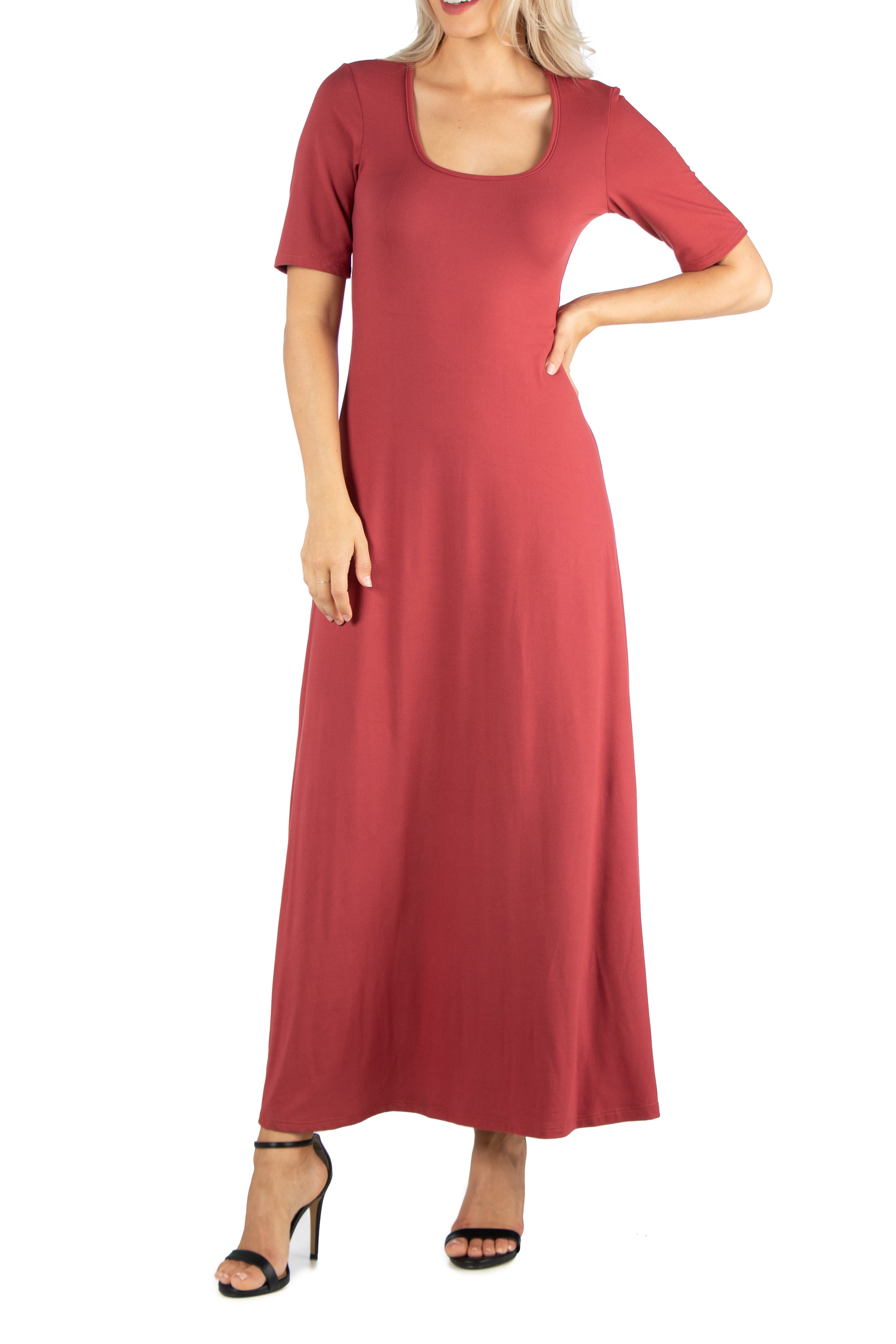 24/7 Comfort Apparel 24seven Comfort Apparel Womens Casual Maxi Dress With Sleeves, R011680