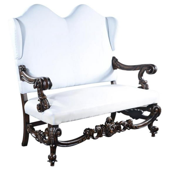 Baroque Rococo Throne Settee in Distressed Walnut