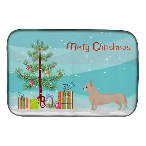 Tan Chiweenie Christmas Tree Dish Drying Mat
