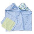 thumbnail image 4 of Spasilk Baby 2 Terry Hooded Towels & 2 Washcloths Bath Set for Newborns and Infants, Blue Whale, 4 of 5
