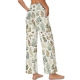 thumbnail image 7 of SCRAWLGOD Leaf Print Green Beige Women Flowy Pants Drawstring High Waist Wide Leg Palazzo Pants Loose Fit Lightweight Trendy Lounge Trousers with Pockets, S, 7 of 7