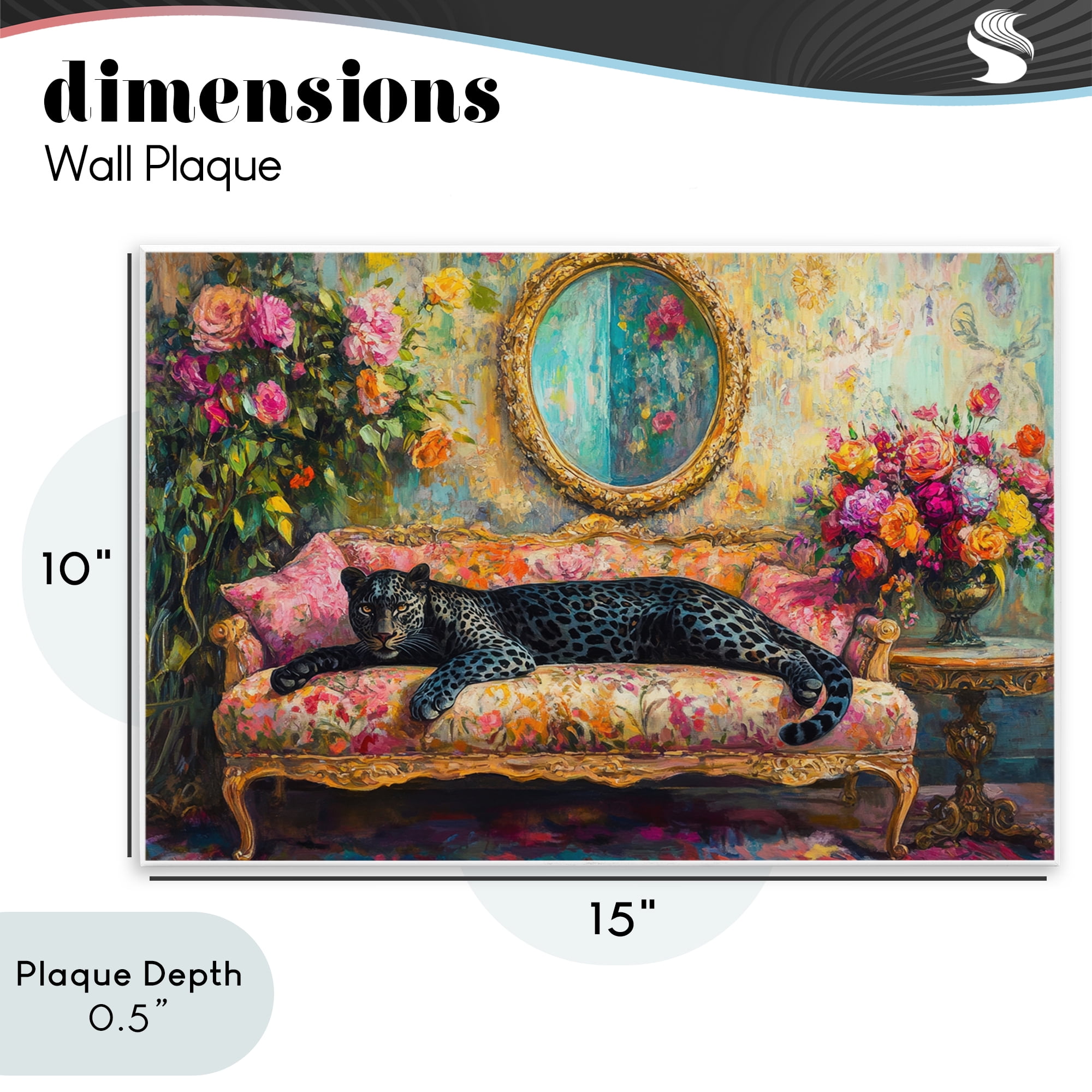 Stupell Industries Lounging Leopard on Floral Sofa Wall Plaque Art, design by Petal Prints Design