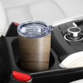 thumbnail image 5 of 20oz Insulated Car Cup with Silver Base, Stainless Steel Travel Tumbler with Telescopic Straw and Lid, 360° Full Wrap Printed, Wood Print, 5 of 6