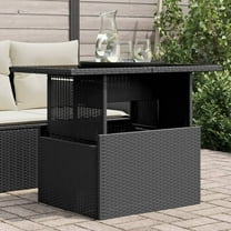 vidaXL Garden Table Black Poly Rattan, Tempered Glass, Powder-Coated Steel