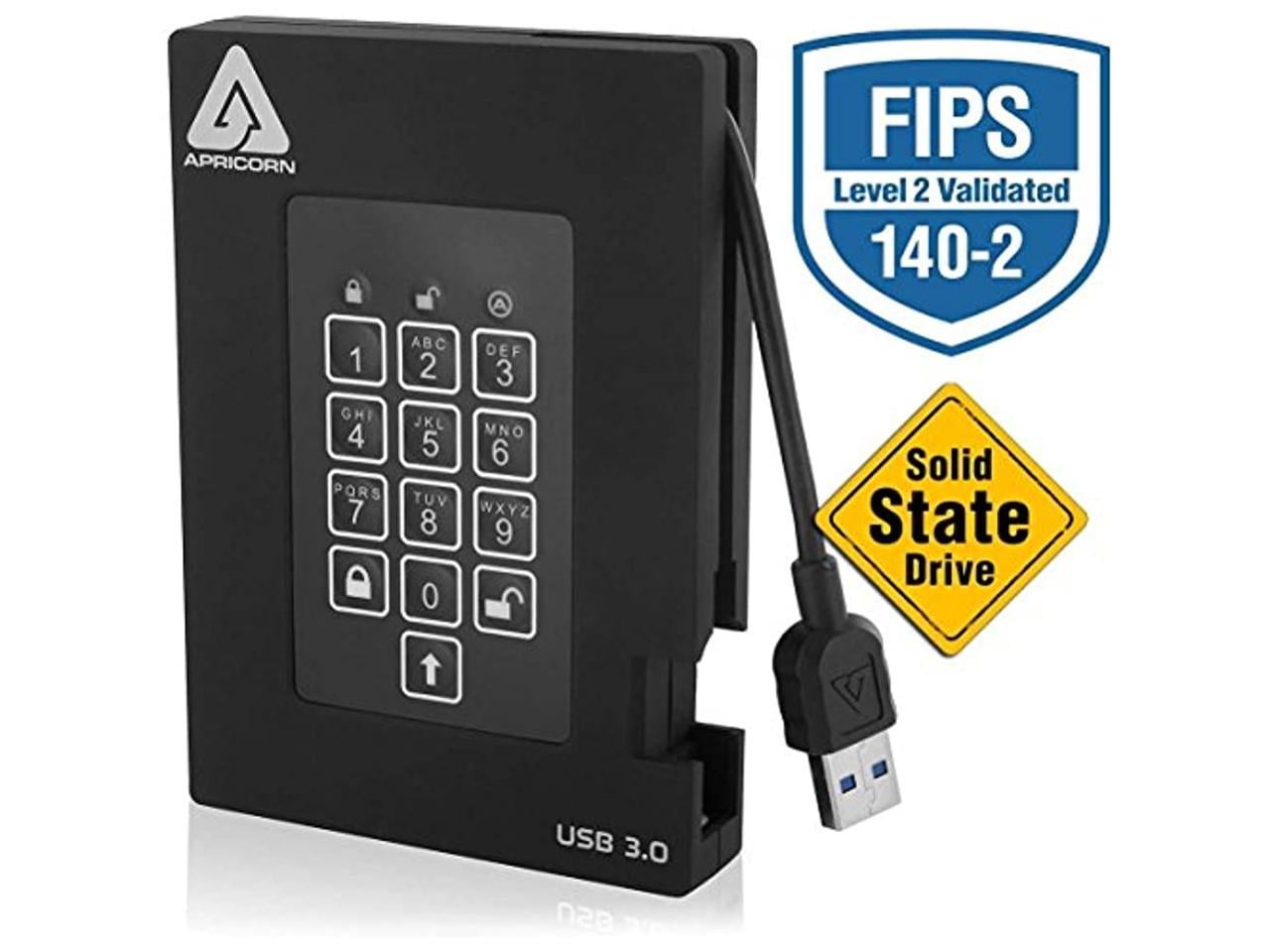 Apricorn Aegis Padlock Fortress A25-3Pl256-S2000f 2 Tb Solid State Drive - 2.5" External - Black