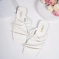thumbnail image 4 of YTCAMLO Fashion Women's Sandals Summer Vacation Dressy Square Open Toe Strappy Sandals Slip On Comfy Weeding Flat Sandals, 4 of 9