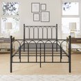 thumbnail image 2 of FlkwoH Cama de metal Estructura de cama de metal con cama de invitados con listones Cama doble Estructura de cama juvenil para dormitorio de invitados, negro, 2 of 5