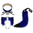 thumbnail image 1 of Orejas y cola de animales Jinwen oreja de gato y cola larga para niños y adultos aro de pelo con orejas de felpa Azul negro, 1 of 8