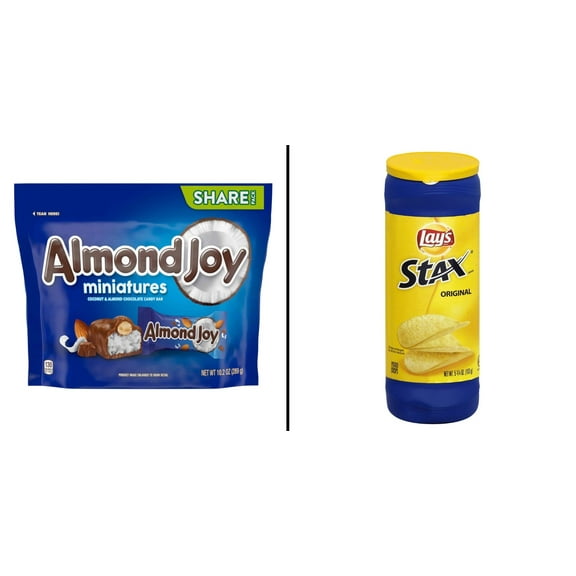 Almond Joy Miniatures Coconut & Almond Chocolate Candy & Lay's Stax Original Potato Crisps