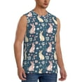 thumbnail image 2 of Kdxio Cute Rabbit Floral for Men's Muscle T-shirt,Sleeveless for Workout Running Athletic Gym Lounge Casual, 2 of 7