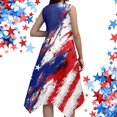 thumbnail image 5 of Womens 4th of July Patriotic Dresses Print Sleeveless Retro Irregular Hem Pleated A-Line with Pocket Loose Fit Sundress Red XXL, 5 of 5