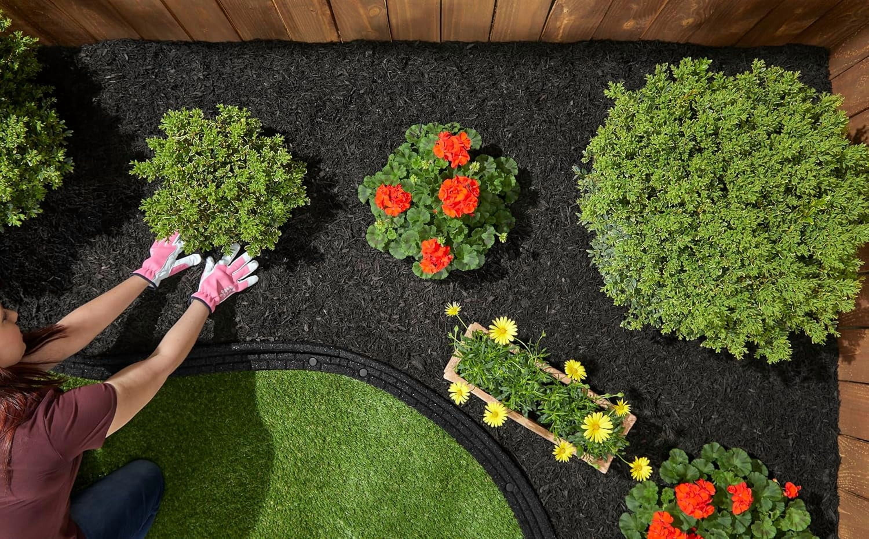 Wjsp Shredded Rubber Mulch 1.5 Cu ft 27 lbs Black for Gardens Lawns Landscaping Playgrounds