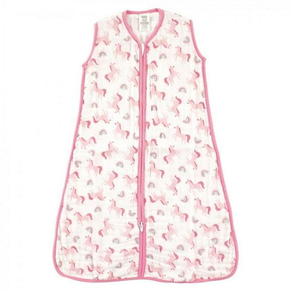Luvable Friends Baby Girl Sleeveless Muslin Cotton Sleeping Bag, Sack, Blanket, Rainbow Muslin, 0-6 Months