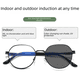 thumbnail image 3 of Gafas poligonales que cambian de color, informales, de aspecto liso, con espejo plano y luz antiazul, para mujer, 3 of 5