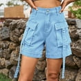 thumbnail image 5 of Pxkloy Womens Cargo Denim Shorts with Pockets Summer Casual Loose Fit Jean Shorts High Waisted Short Jeans for Teen Girls Light Blue,XL, 5 of 6