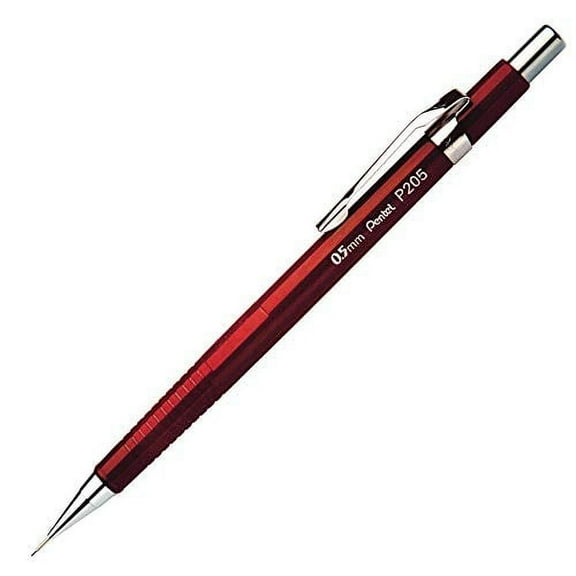 pentel sharp mechanical pencil, 0.5mm, burgundy barrel, each - penp205b
