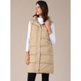 thumbnail image 3 of DARING DIVA Women's Long Puffer Vest Casual Sleeveless Hooded Down Jacket S Khaki, 3 of 6
