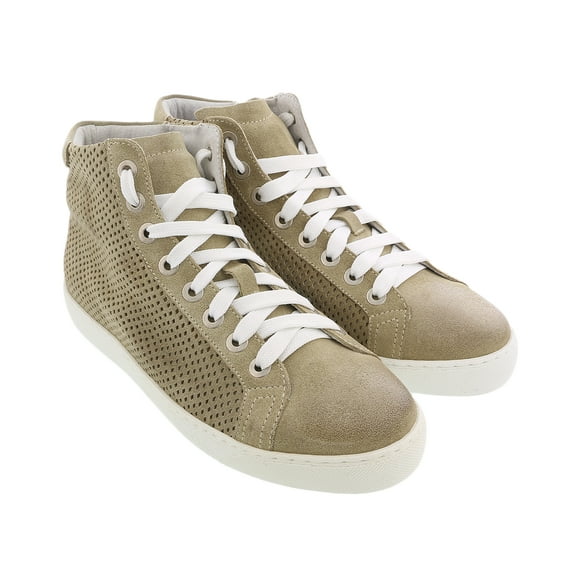 Daniela Fargion Sand Suede Mid Top Leather Fashion Sneakers-11 for Womens