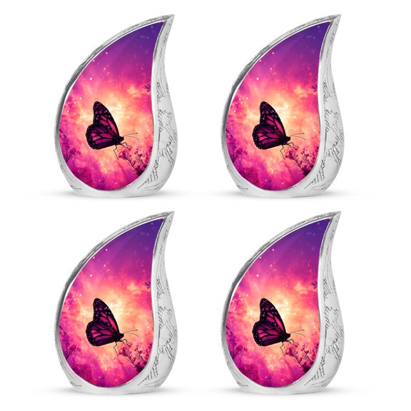 SABURIAL Butterfly Urn - Mini Urn for Human Ash - 3 Inch - Pack of 4 - Small Urns for Adult - Keepsake Urns for Ashes - Human Remains for Mom & Dad