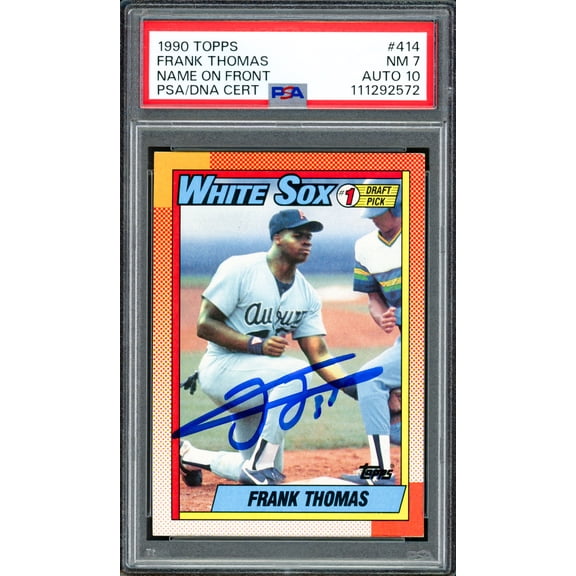 Frank Thomas Autographed 1990 Topps Rookie Card #414 Chicago White Sox PSA 7 Auto Grade Gem Mint 10 PSA/DNA 250511