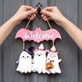 thumbnail image 3 of Qjidjing Halloween Ghost Door Hanging, Ghost Welcome Sign, 2D Wooden Craft, Decorative Entryway Design, Courtyard Wall, Front Porch, Entryway Display, 3 of 6