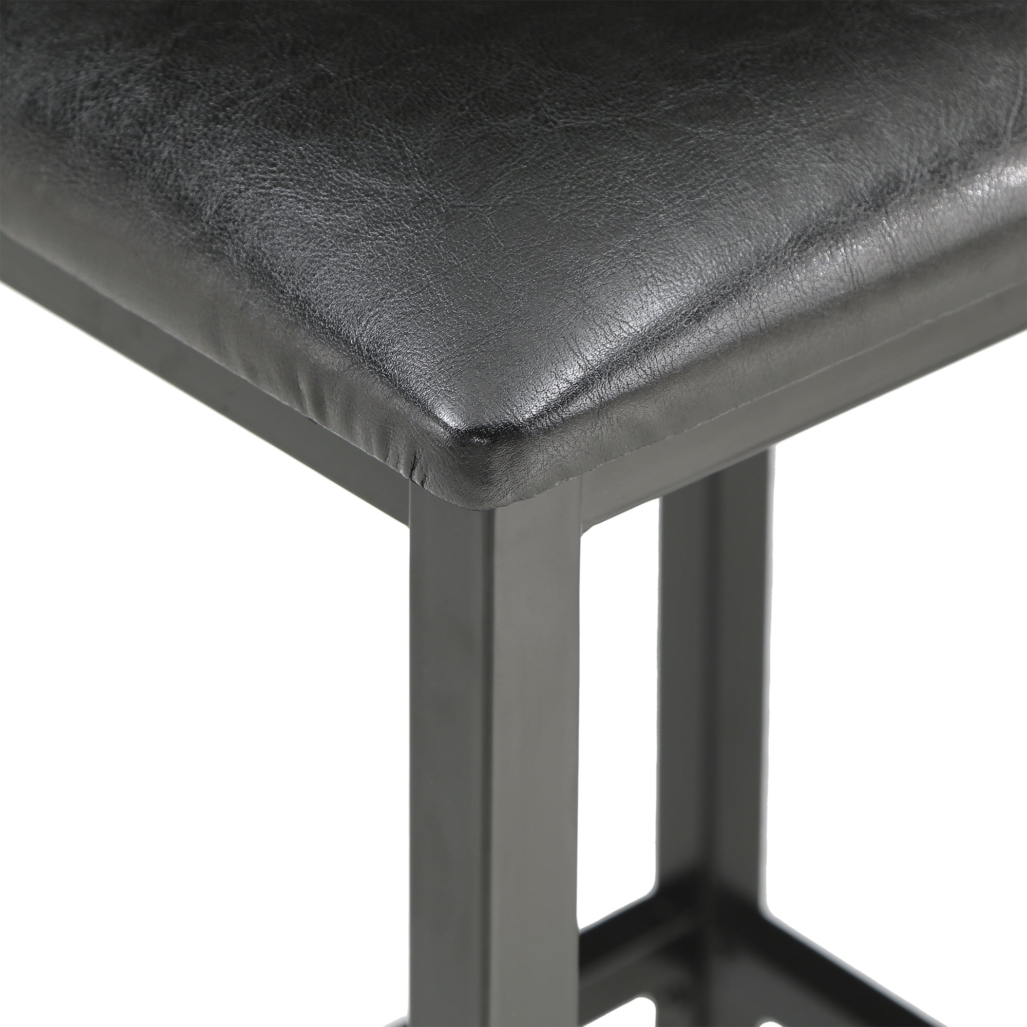 Weston Home Harper Counter Height Metal Table with Faux Marble Top and 2 Stools, Black