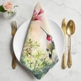 thumbnail image 2 of Hummingbird Red Floral Cloth Napkins, Rustic Botanical Green Ombre Washable and Reusable Dinner Napkins Set of 8, Table Napkin for Kitchen Party Birthday Wedding Hotel Housewarming 20"x20", 2 of 9