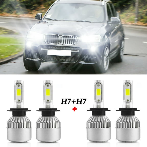 For BMW 118i 2012-2015 2016 2017 2018 2019 LED Headlight Bulbs H7 High Beam and Low Beam 4pc