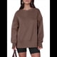 thumbnail image 2 of Sudaderas Oversize para Mujer, Cuello Redondo, Larga, Informales, Holgadas, con Aberturas, para Otoño Marrón Oscuro L, 2 of 9