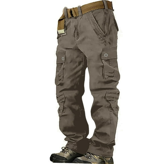 WTXUE Cargo Pants Cargo Trousers Hiking Pants 8 Pocket Plain Comfort Breathable Outdoor Going Out Cotton Pants Loose for Men 42